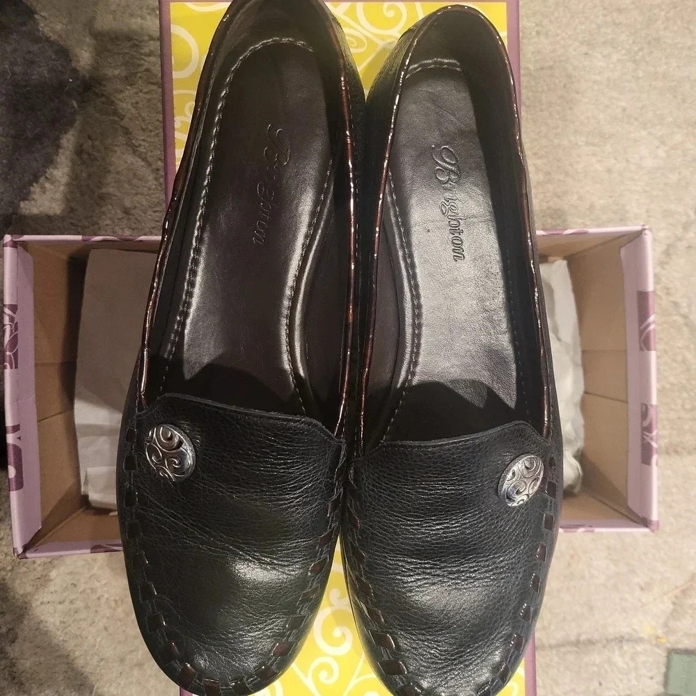 Brighton Moore Black Brown Croc Leather Loafers